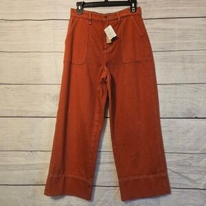 Roller Rabbit Twill Cropped Wide Leg Pants Women's Size 2 Terra Cotta L223